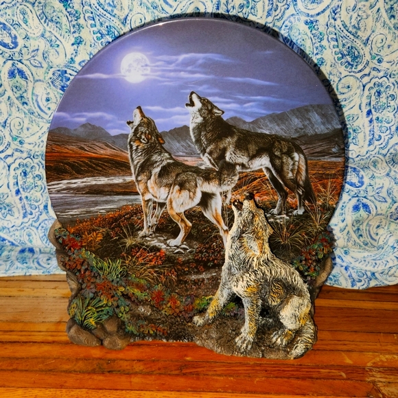 MIDNIGHT SERENADE Realm of the Wolf 3D PLATE Al Agnew Wolves 1997 Hamilton - Picture 1 of 8